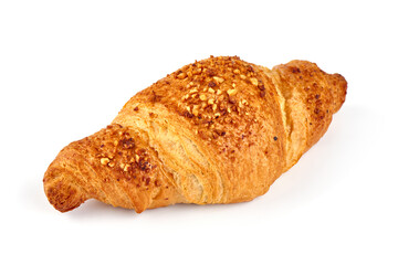 Two croissants isolated on a white background. French pastries.