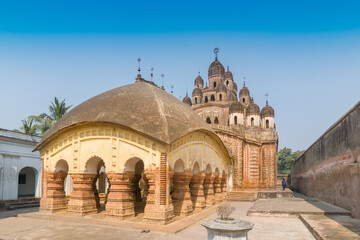 Fototapeta premium Lalji temple of Kalna, West Bengal, India - It is one of oldest temples of lord Krishna (a Hindu Gd) at Kalna with terracotta art works on the temple walls.