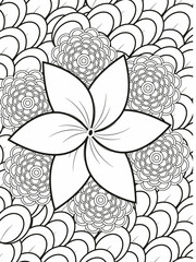 Doodle floral in black and white. A page for coloring book: very interesting and relaxing job for children and adults. Zentangle drawing. Flower carpet in a magic garden