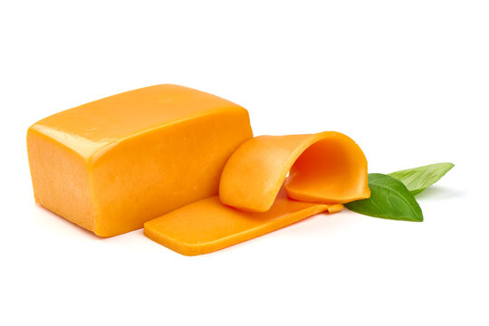 Cheddar cheese, isolated on white background. High resolution image.