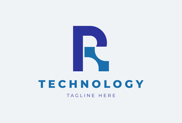 letter R technology logo design inspiration, usable for brand and company logos, vector illustration