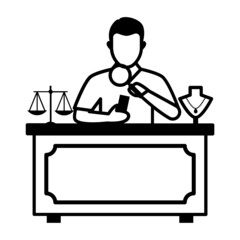 jewel maker repairing vector icon design, Crafting occupations symbol, hobby and art works Sign, Creative People stock illustration, Goldsmith Sitting Behind the table Concept