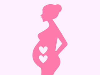 Obraz na płótnie Canvas 双子を妊娠中の女性の双生児アイコンシルエット