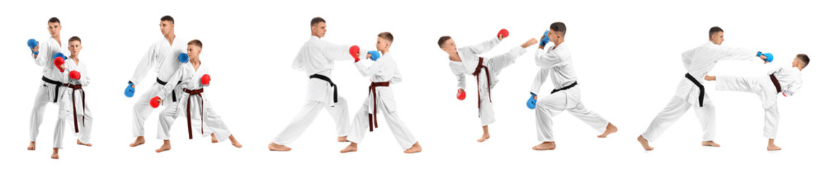 Set of karate instructor and his student on white background © Pixel-Shot