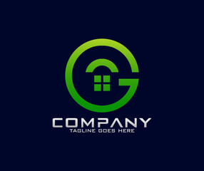 Circle modern real estate G letter logo design House Property development construction design