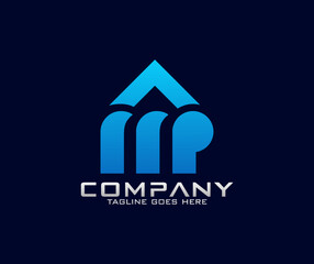 Modern real estate letter M P logo design