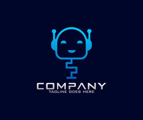 Modern Robot Logo design Technology Minimalist Logo design with Gradient Color
