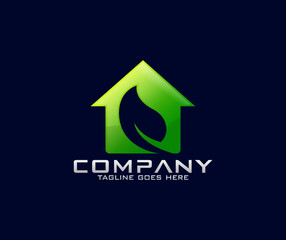 Modern house leaf logo design Green House Logo Template Design