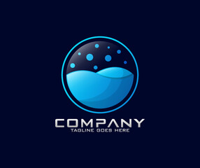 Obraz premium Ocean logo design Ocean waves in a circle Minimalistic and vector logo design