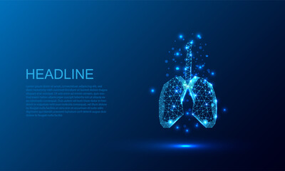 human lungs .Low poly style design. Abstract geometric background. Wireframe light connection structure.vector illustration