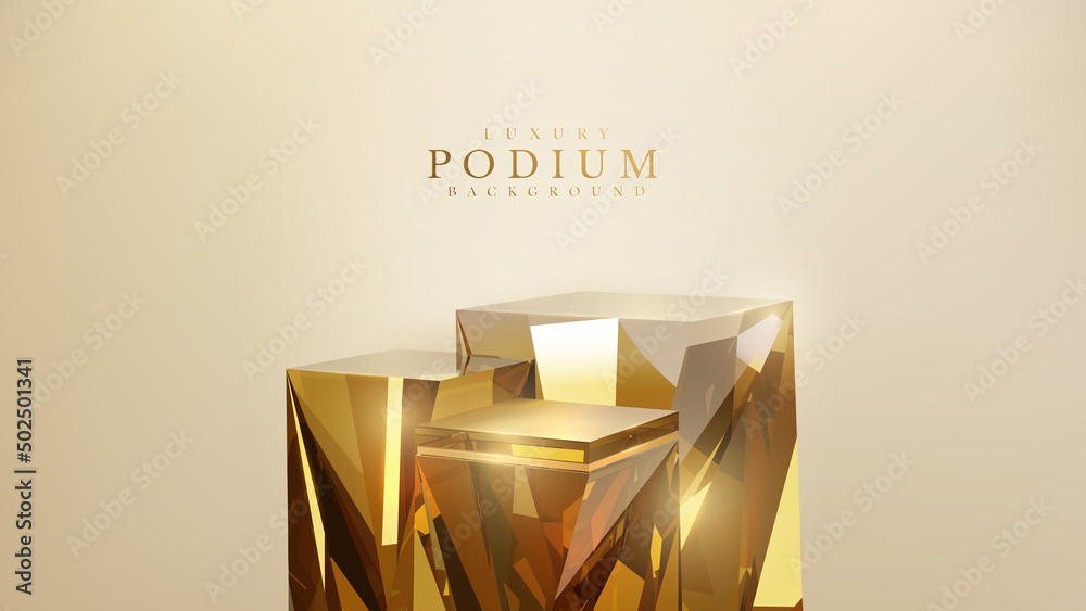 Canvas Prints luxury background with 3d realistic crystal podium element and glitter light effect decoration.