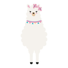cute llama standing front