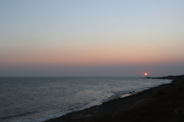 Fototapeta premium Sunset in kanyakumari beach