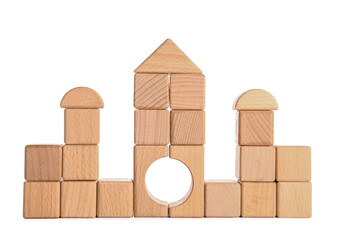 Wooden cubes on white background