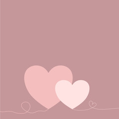 Two pink hearts on pink background
