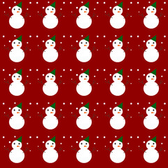 White snowman on red background, Christmas concept
