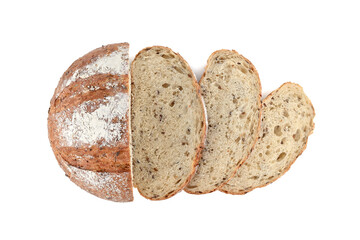 Sliced bread loaf isolated on a white background