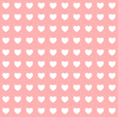 White hearts on pink background. Seamless pattern background for decoration.