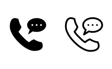 Phone call with speech bubble icons. Bold and line icon