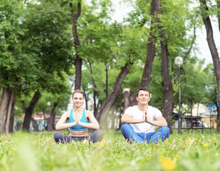 Content peaceful young couple with closed eyes