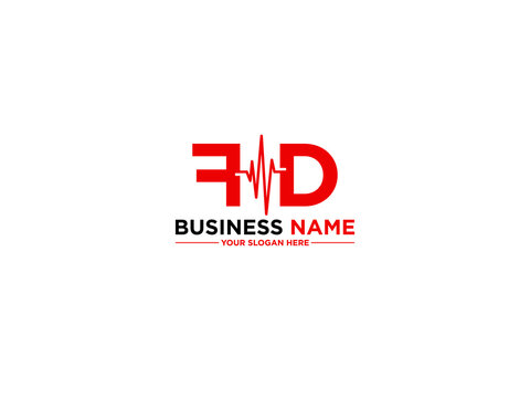 Alphabet FD Logo Icon, Creative Fd df Logo Image Design For Heart Doctors or all kind of use