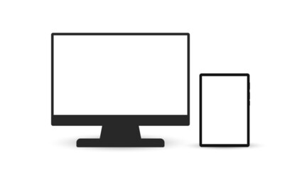 blank screen monitor and blank screen tablet computer.
blank white screen for text.