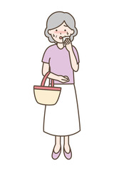 汗をかいている高齢の女性のイラスト