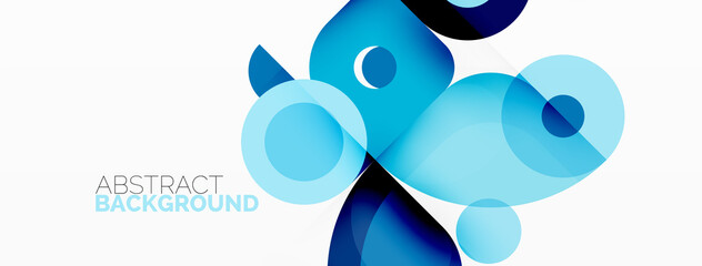 Colorful round shapes, circles and triangles background. Minimal geometric template for wallpaper, banner, presentation