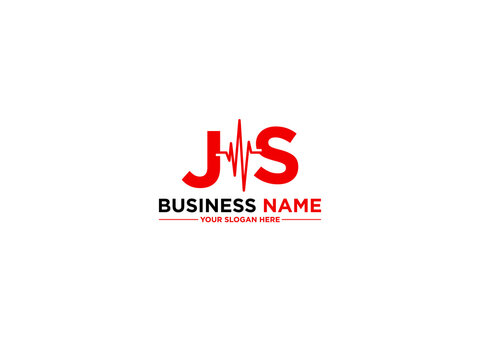 colorful JS Logo Letter, simple Js sj Logo Icon Design For heart medical medicine or music product