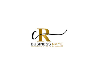Letter CR Signature Logo, Simple Cr rc Signature Logo Icon Vector Stock