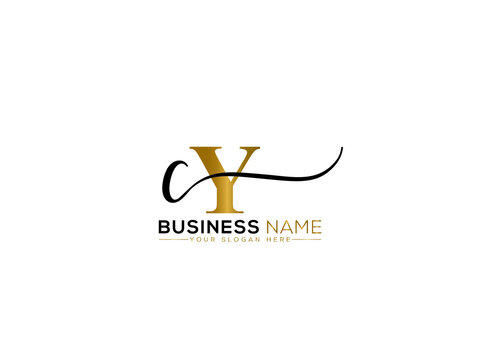 Letter CY Signature Logo, Simple Cy yc Signature Logo Icon Vector Stock