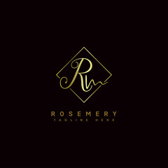 Letter R M Logo Vector, Luxury Text Rosemary Logo