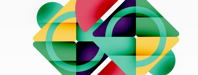 Obraz premium Creative geometric wallpaper. Minimal abstract background. Triangles and circles composition vector illustration for wallpaper banner background or landing page