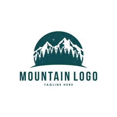 Silhouette travel logo with pine tree textured vector illustration Inspirational Wanderlust Camping icon Adventure