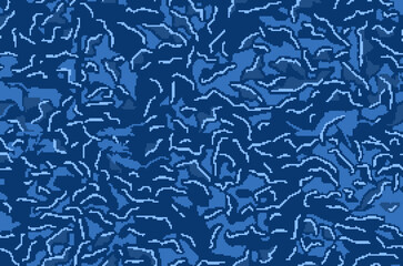 Digital water pixel camouflage, seamless pattern for your design. Blue sea camouflage fabric, 8 bit  camouflage, Vector camo texture. 