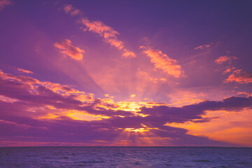 Seascape in the early morning. Sunrise over the sea