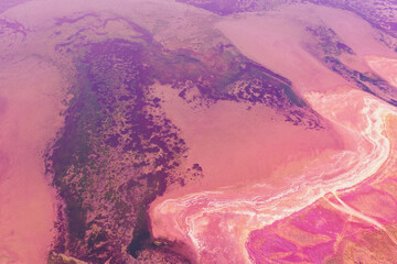 Fototapeta premium Top view of the estuary shore. Land texture. Abstract nature background