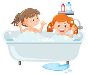 Happy children in bathtub