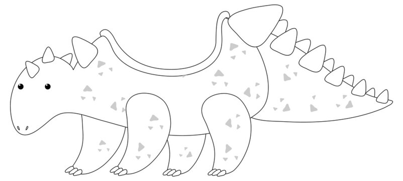 Dinosaur car black and white doodle character