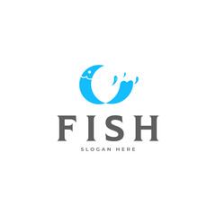 fish and water drop vector icon logo design template.