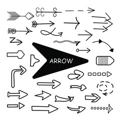 Modern arrow set doodle, great design for any purposes. Simple vector illustration. For application; web; button; link;