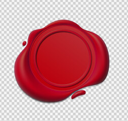 Seal wax 3d. Red Wax candle stamp. Realistic vector render design elements.
