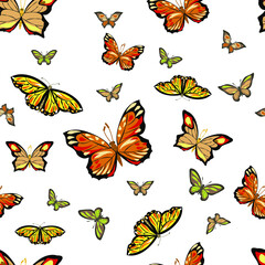 Seamless pattern with cute butterflies on a white background. Great for wallpaper, textile, paper and background