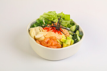 Poke with salmon and rice