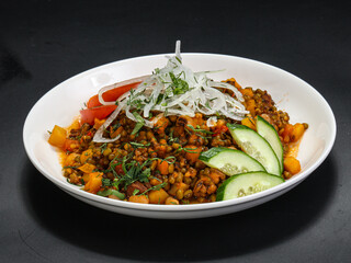 Vegan cuisine - Mash beans with vegetables
