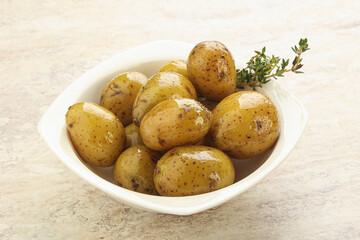 Boiled baby potato in the bowl