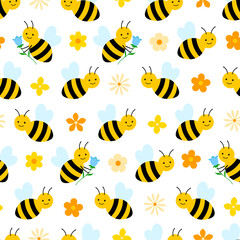 Seamless pattern bees honey vector illustration	