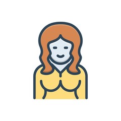 Color illustration icon for redhead