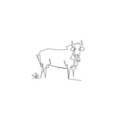 Fototapeta na wymiar Continuous line drawing. cows in the field. Illustration icon vector