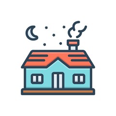 Color illustration icon for cottage